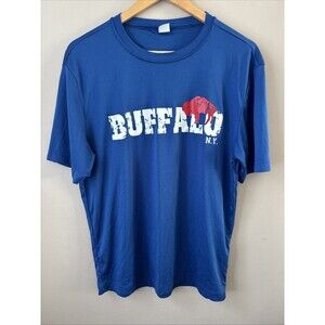 Sport Tek Buffalo NY T-Shirt Men's Medium Blue Tee Red Buffalo Graphic Top